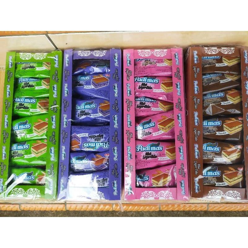 

Padimas Kue bolu layer berbagai varian rasa 1 box isi 24 pcs