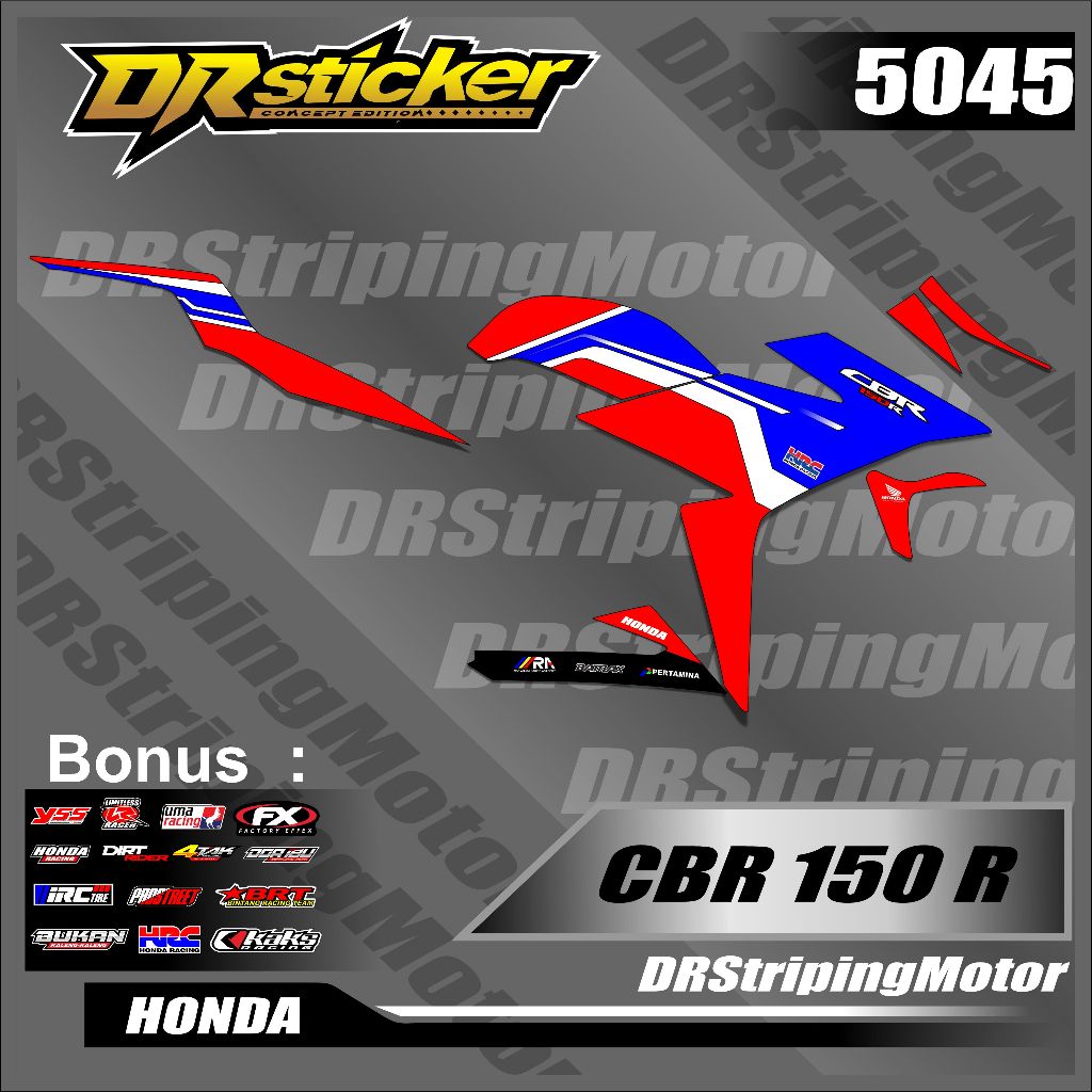 Striping Honda CBR 150 R Facelift Variasi Hrc / Stiker Motor Cbr150R Livery Hrc 3Color / Cbr k45N /C