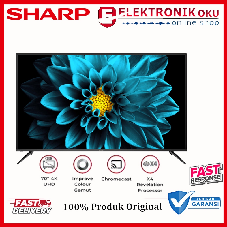 SHARP Android TV UHD 4K 70 inch GARANSI RESMI