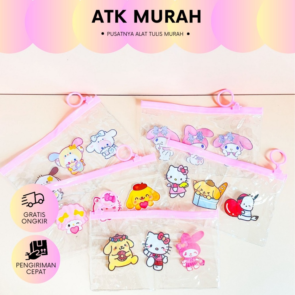 

TEPAK PENSIL TERMURAH COD KOTAK PENSIL POUCH PVC KECIL SELETING SANRIO KP-1127 pouch zipper ziplock amplop