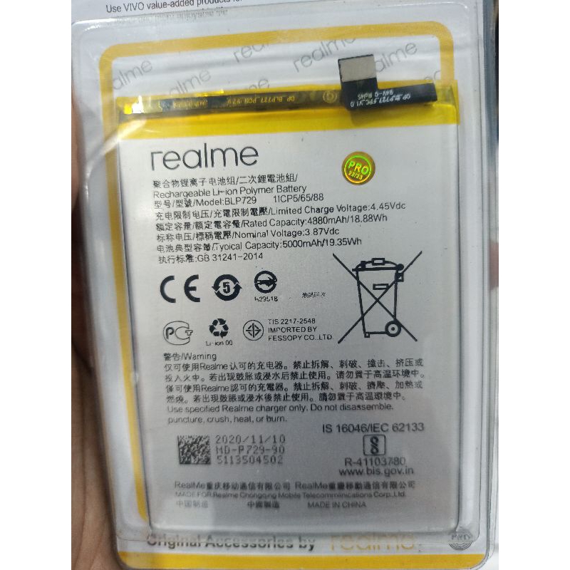 Baterai batre batrai Realme C3/5i/5s/Baterai Realme BLP729