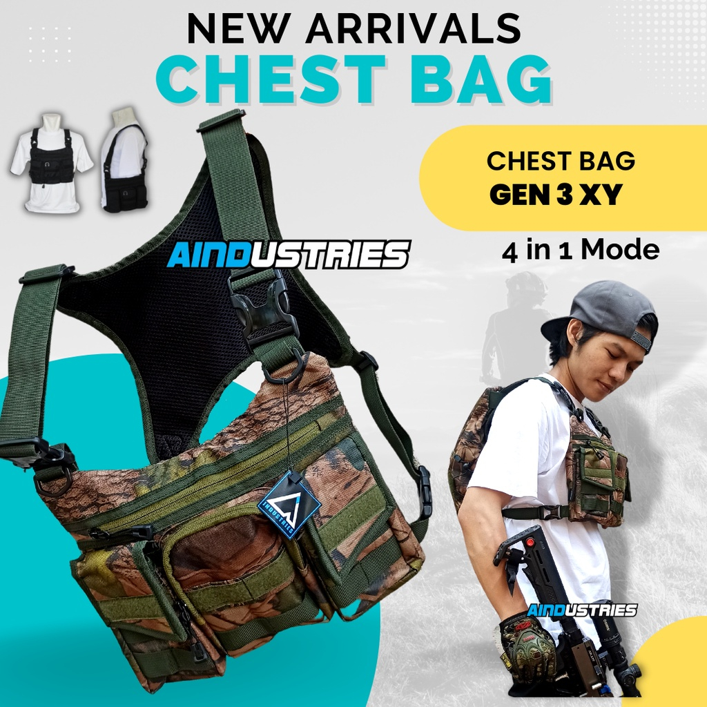 Tas Rompi Dada Army Berburu Camo Tactical Chest Bag Multifungsi Depan Dada