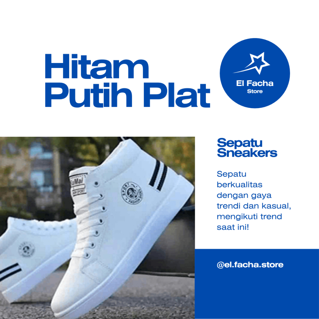 Sepatu Spatu Cowok Pria Sneaker Putih Kasual Keren