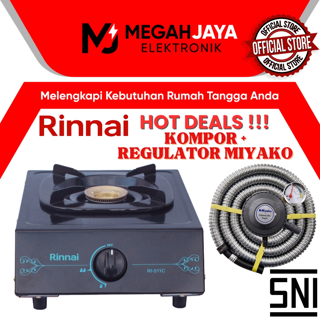 TERLARIS [COD READY] PAKET HEMAT KOMPOR + REGULATOR RINNAI RI 511C / RI-511C / RI511 C / RI 511 C