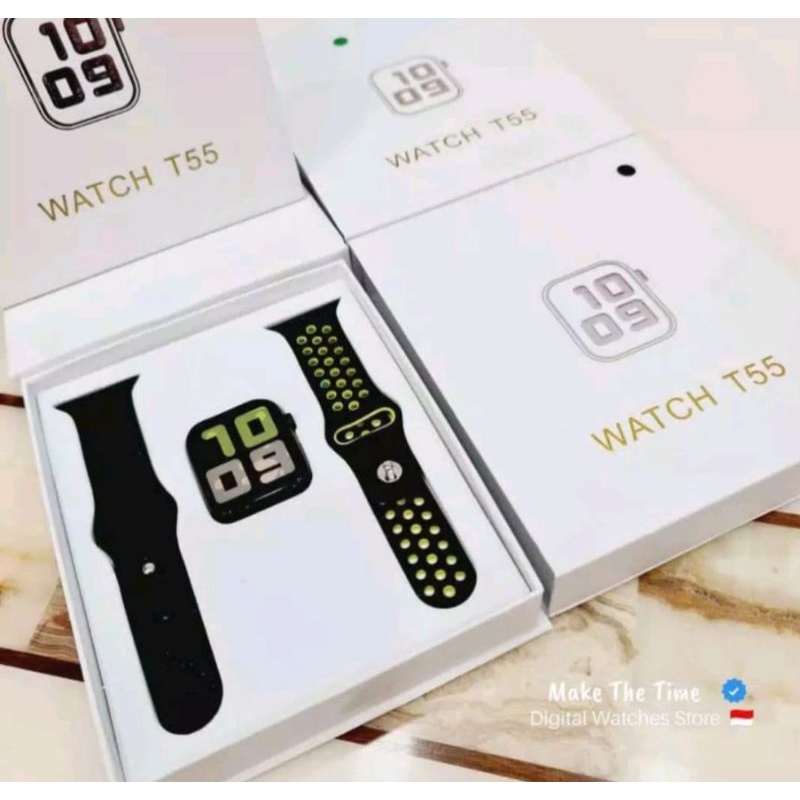 Smartwatch T55 Jam Tangan Pintar Pria Wanita + 2 Tali