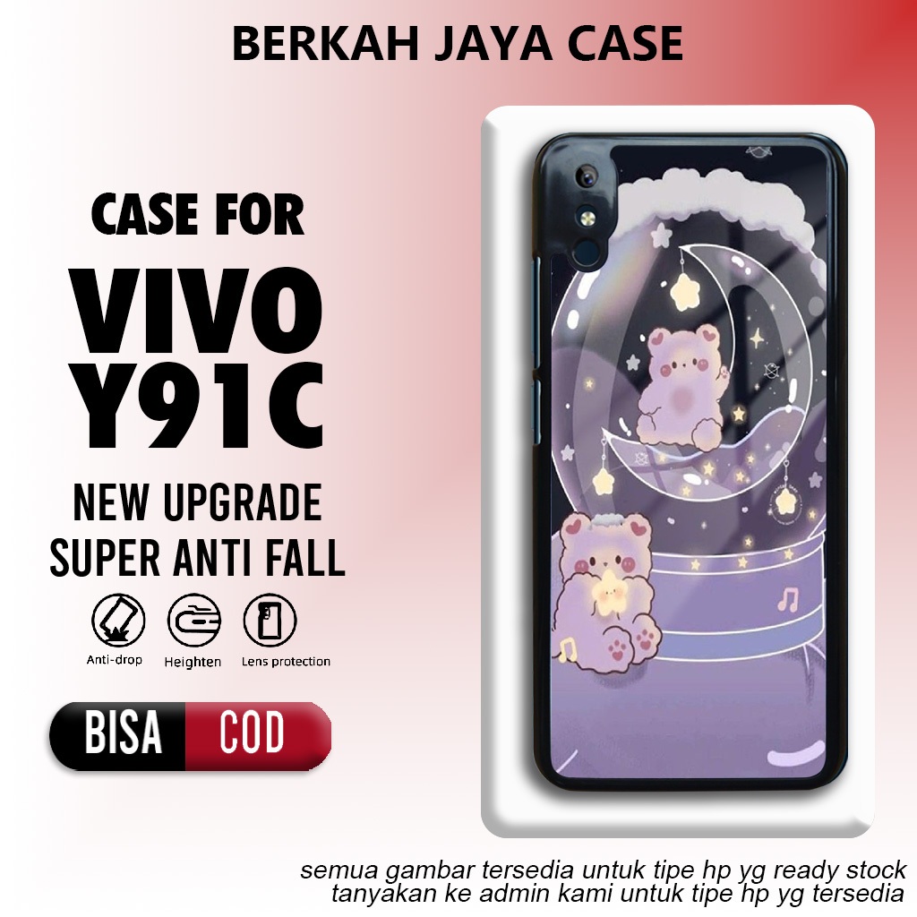 case vivo y91c casing vivo y91c kesing motif cute bear 07 case keren karakter bahan hardcase softcas
