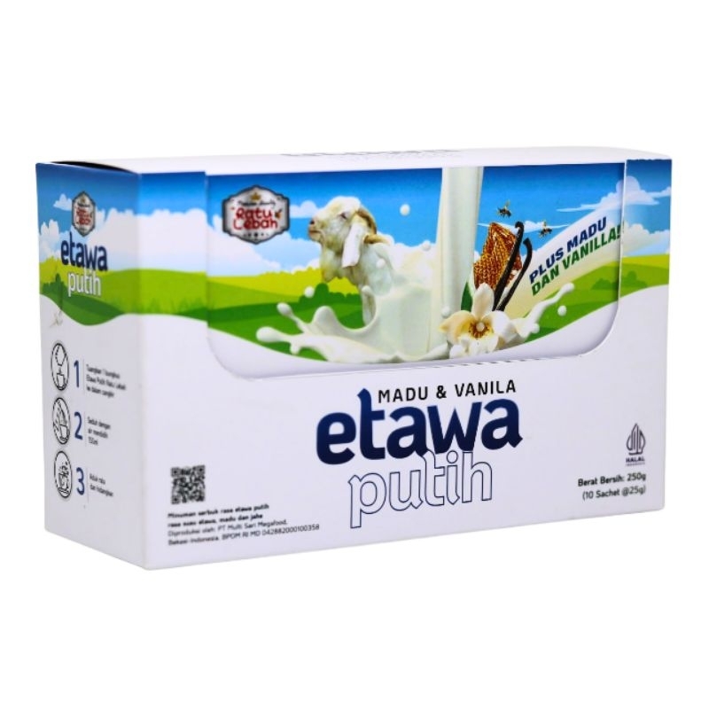 

Susu Kambing Etawa Putih Ratu Lebah Plus Madu Dan Vanila Kemasan Box Isi 10 Sachet