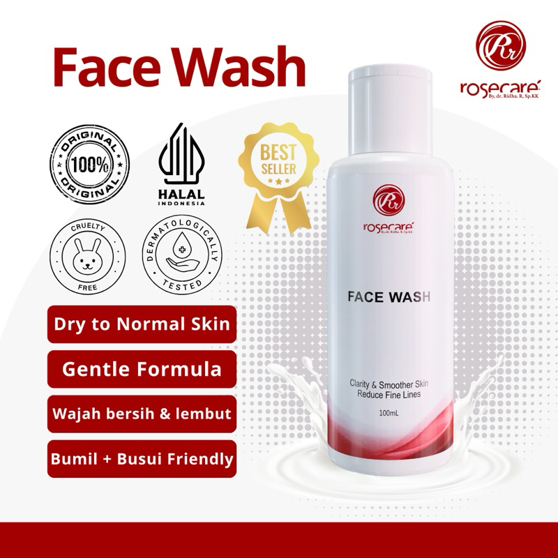 FACE WASH ROSECARE PERAWATAN KULIT NORMAL MELEMBUTKAN MEMBANTU MENGURANGI KERUT MENGECILKAN PORI