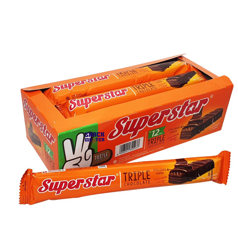 

Kualitas Terbaik Superstar Triple Choco Wafer Netto 12 pcs x 18gr