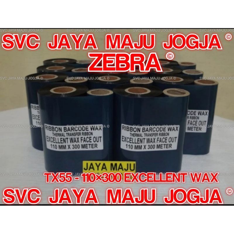 [ ZEBRA  ZD SERIES ]  110 MM  X  300 M  EXCELLENT WAX - FACE OUT  ||  CORE  1" - DOUBLE CORE  ||  RI