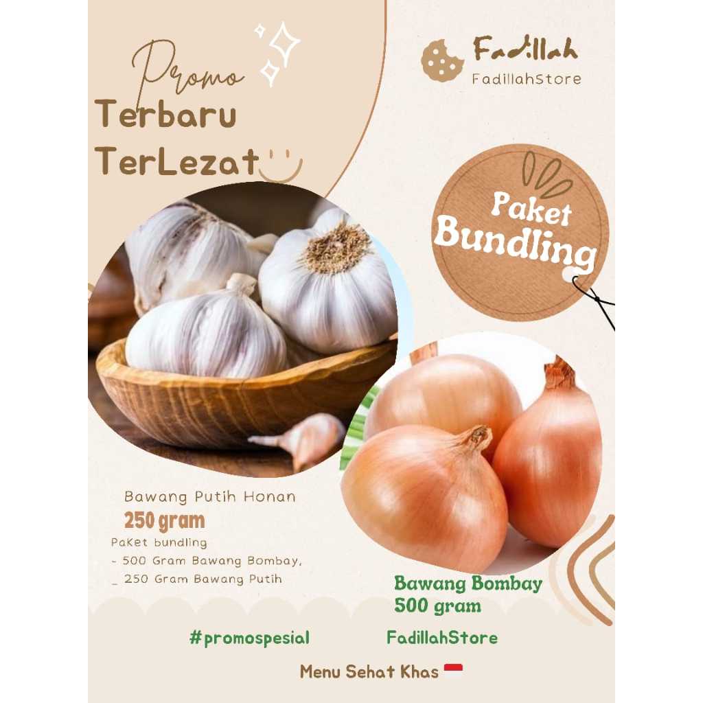 

PAKET BUNDLING BAWANG BOMBAY,BAWANG PUTIH 750 GRAM