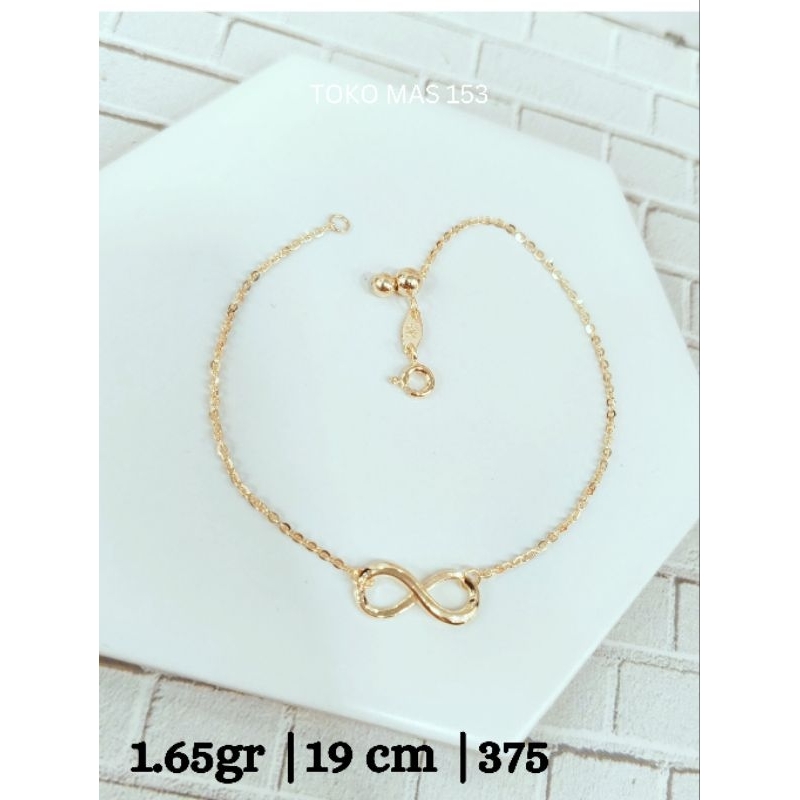 WAJIB TANYA STOK Realpict Gelang Rantai serut infinity Emas Asli Kadar 375