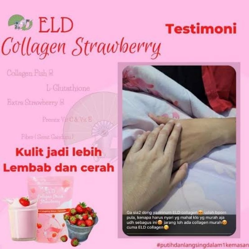 (BISA COD) BPOM ELD COLLAGEN DRINK 60GR MINUMAN PEMUTIH DAN PELANGSING STRAWBERRY/SOLUSI PELANGSING 