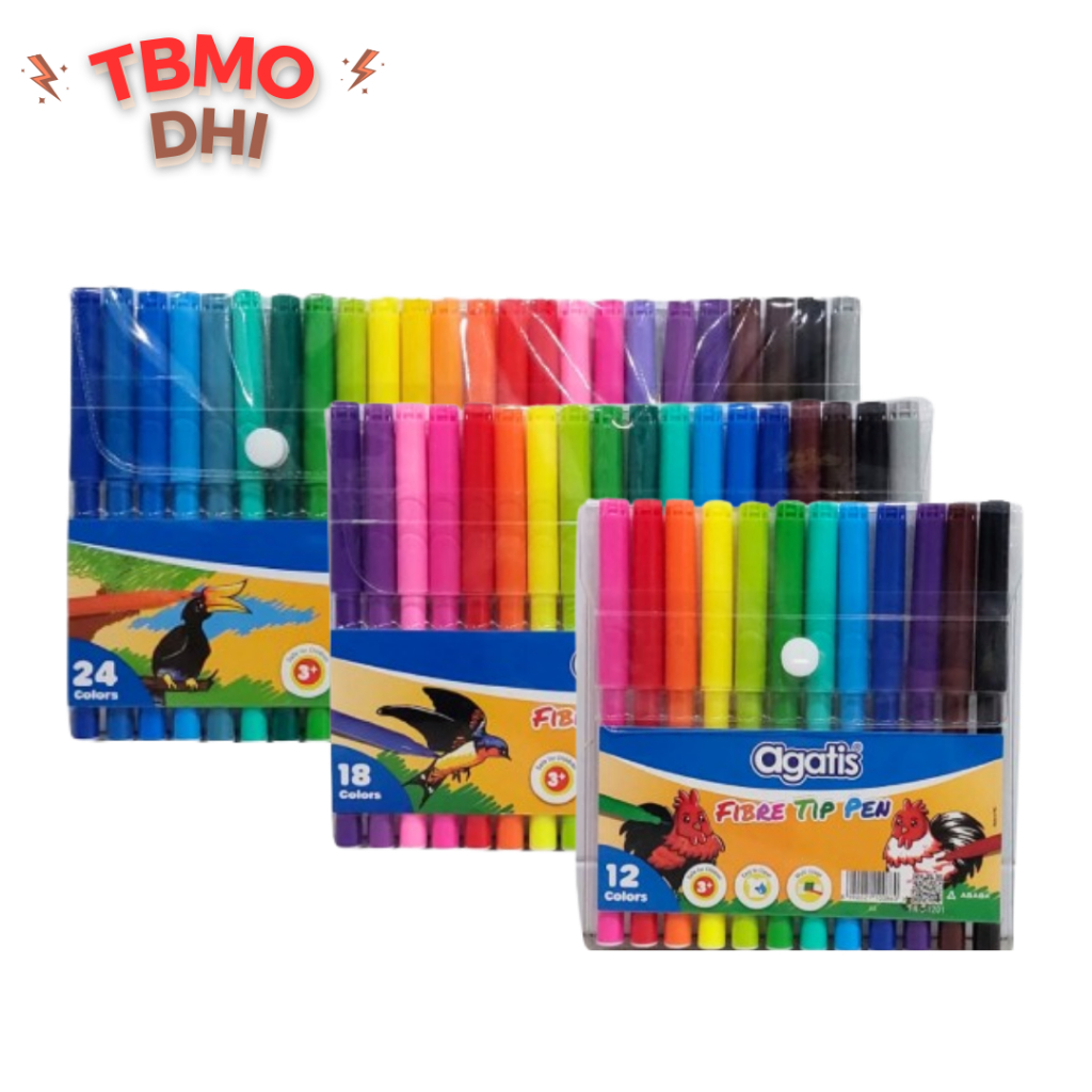 

TBMO Spidol warna / spidol gambar - Agatis Fibre Tip pen 12 / 18 / 24 Warna