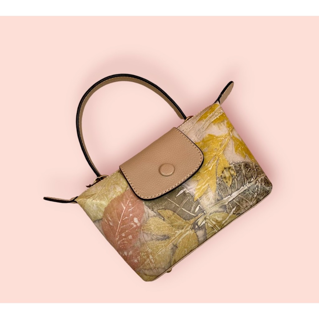 tas mini kulit asli ecoprint