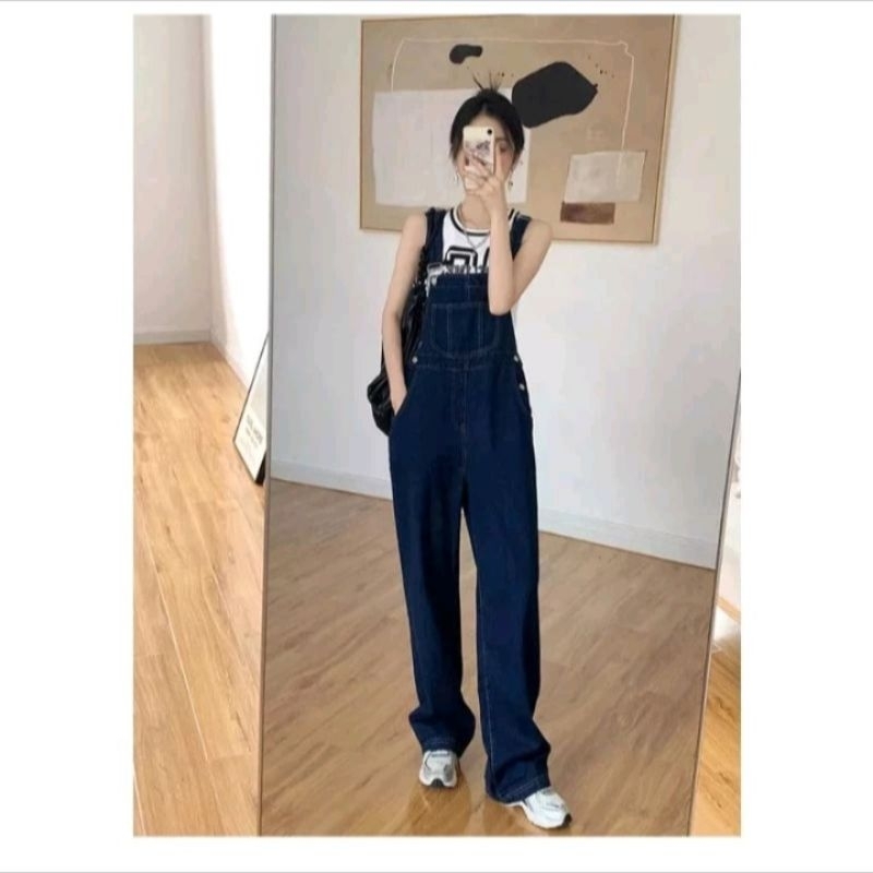 Overal Jumpsuit Jeans Wanita Hitam Celana Kodok / Jeans Wanita Korean