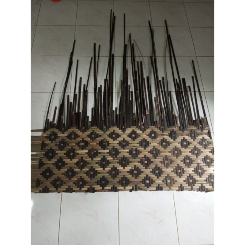 Anyaman Kulit Bambu Motif Lembaran Untuk Atap Plafon Wallpaper Dinding Rumah Klasik Gazebo Gardu