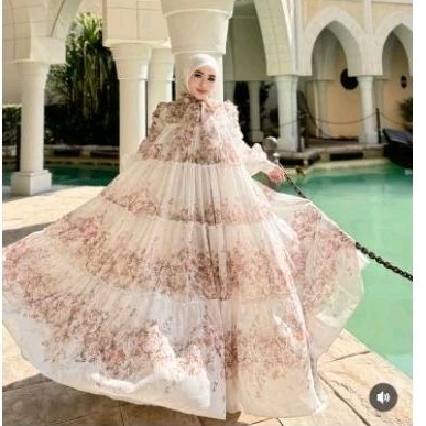 gamis mewah bunga shella saukiah
