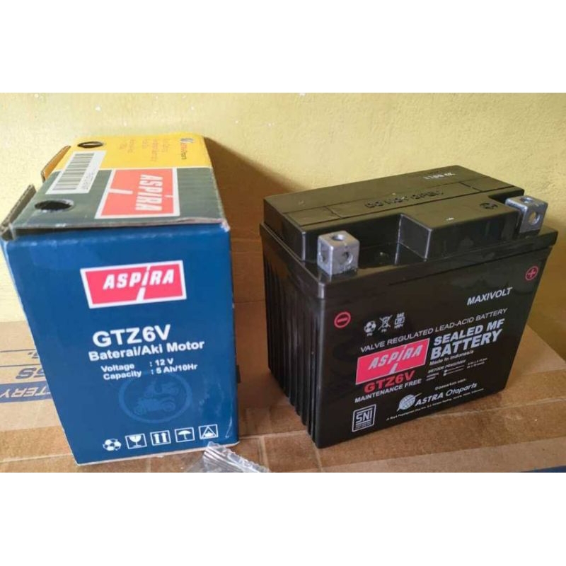 Aki Motor ASPIRA GTZ-6V MF ORIGINAL BARU