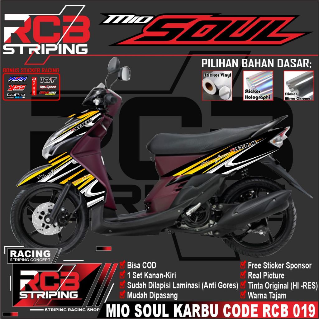 striping stiker mio soul 2010 striping stiker mio soul VARIASI RACING RCB 019