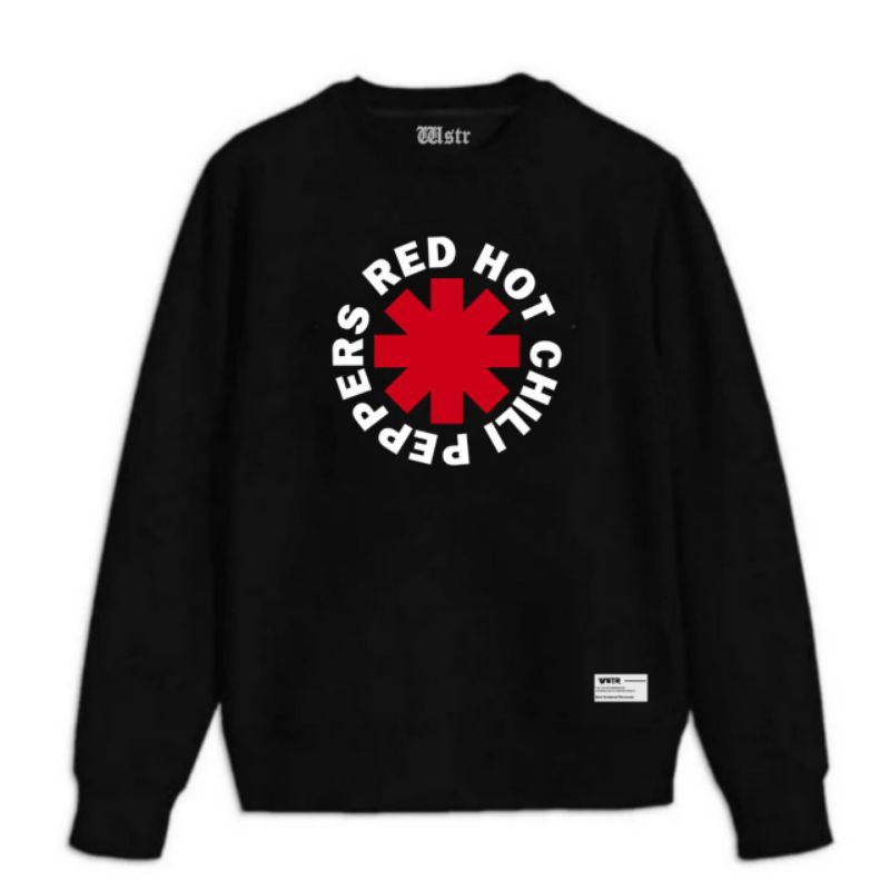 Sweater Band Rhcp Crewneck Red Hot Chili Peppers Black Cotton