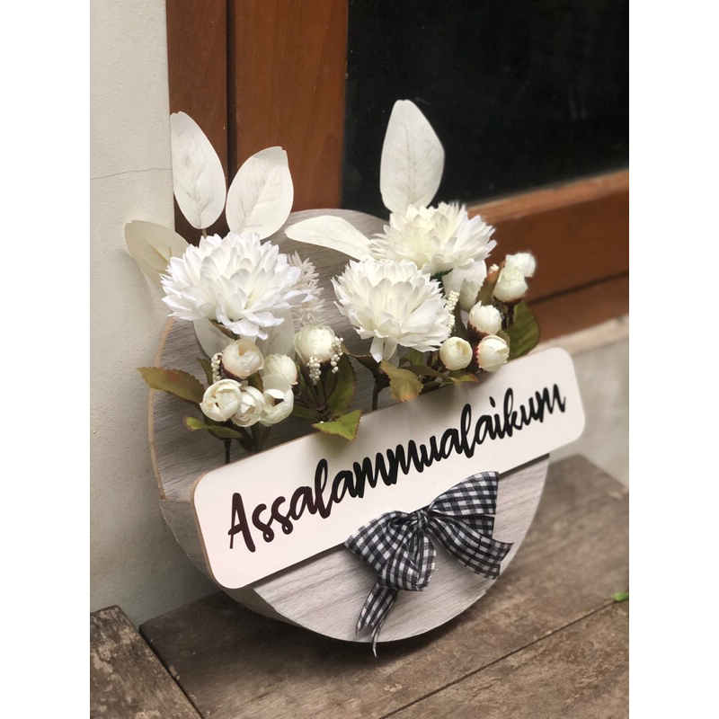 Hiasan Dinding Pintu Salam / Hiasan pintu Assalamualaikum /Vas bunga Bulat