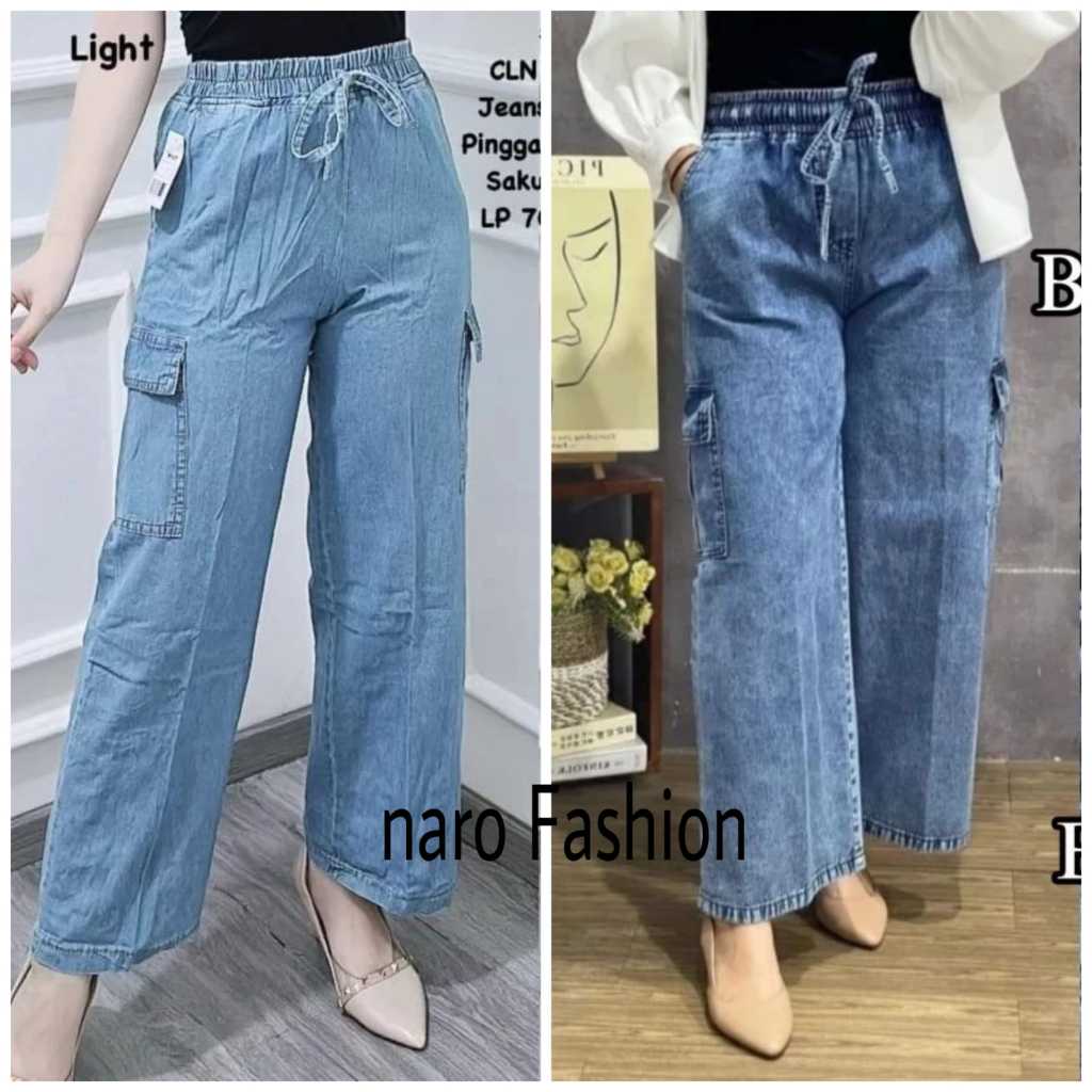 Kulot cargo jeans wanita Premium kekinian jeans ori size  BB 40-75