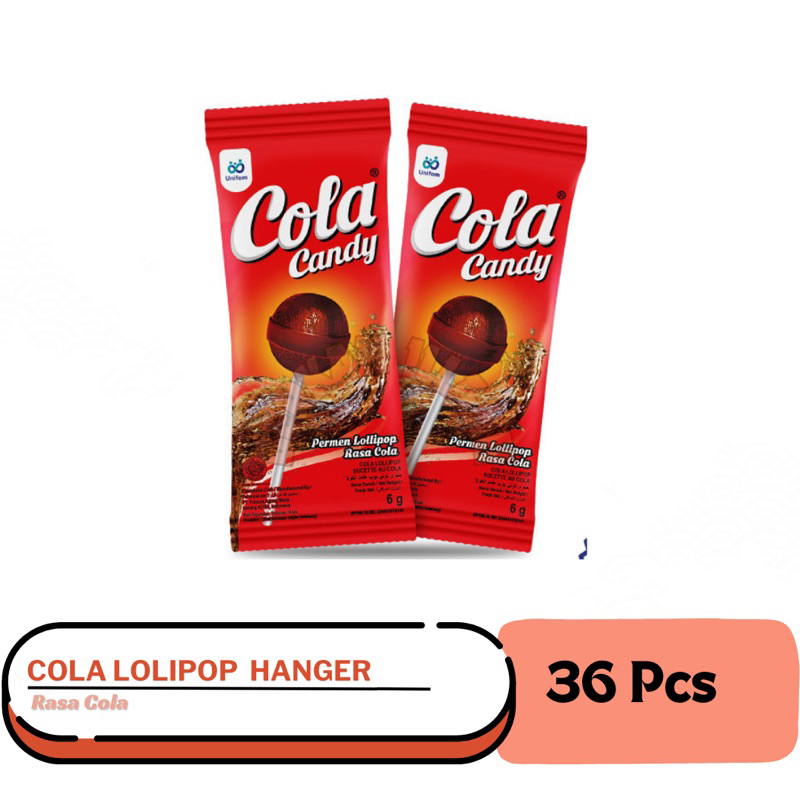 

Cola Candy Lollipop Hanger (1 Bag Isi 36pcs) - Permen Lolipop Rasa Cola