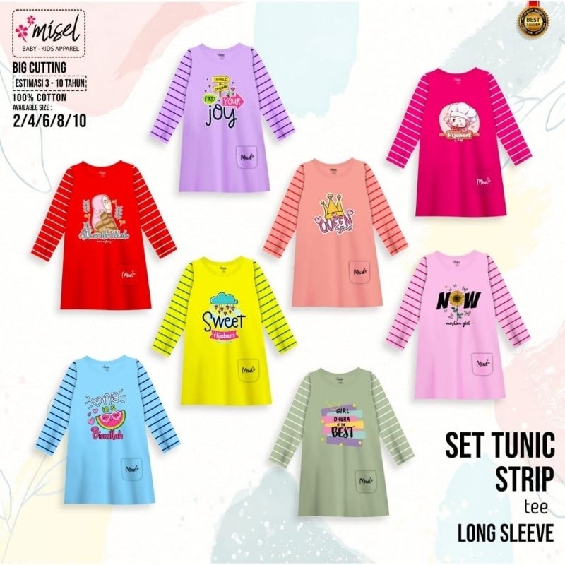 Kaos tunik anak perempuan long tunik set tunik strip