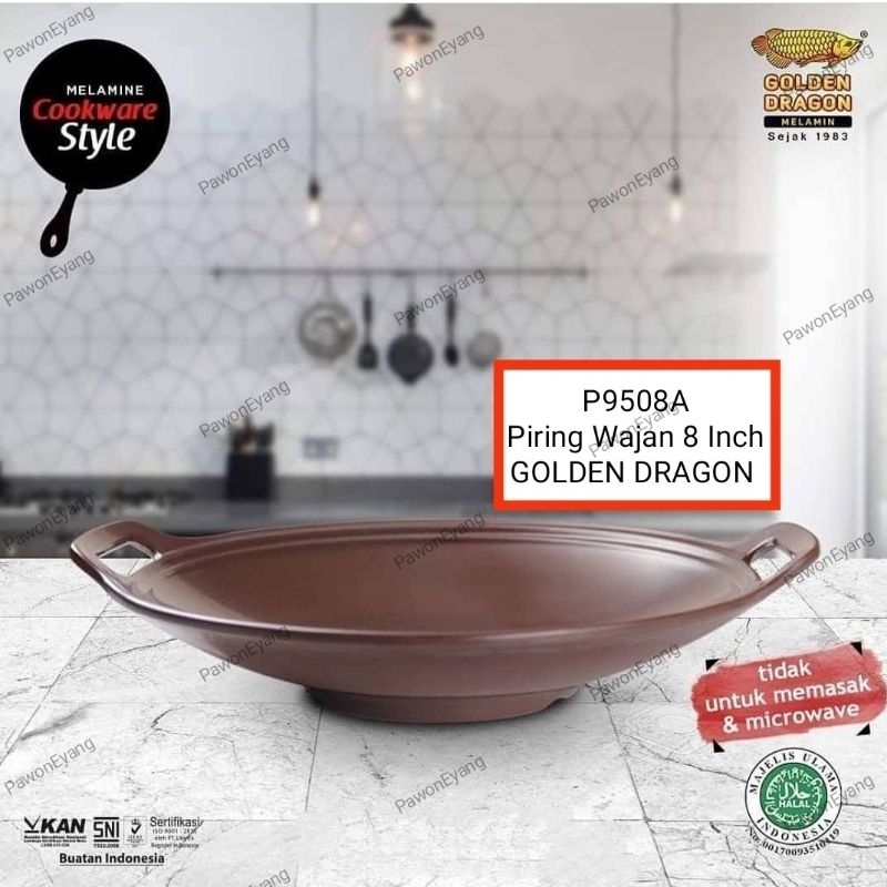 Grosir Melamin P9508A Piring melamin 8 Inch model wajan golden dragon