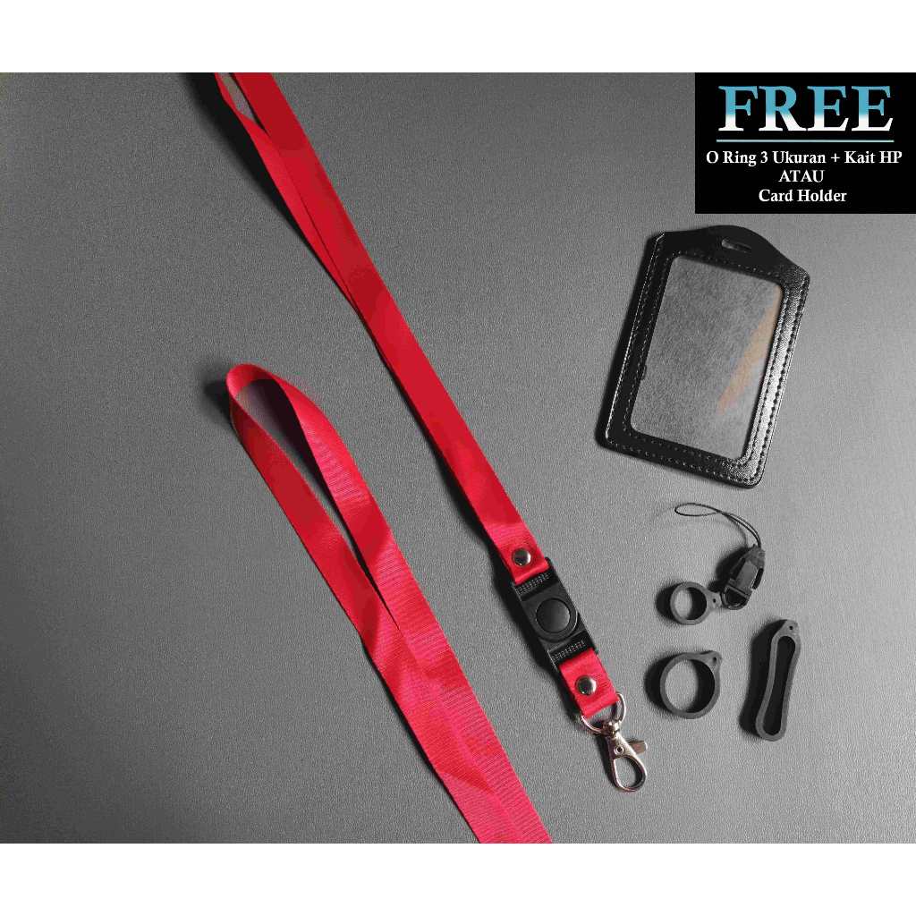 

Lanyard ID Card Polos Merah 1,5cm - Tali Gantungan Nametag HP Merah Polos