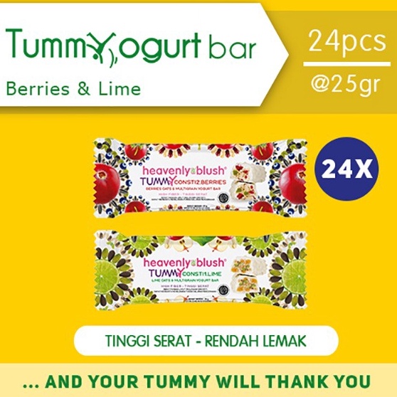 

Pesan aja Yogurt Heavenly Blush Tummy Bar Berries dan Lime 24PX25GR