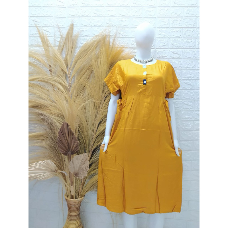 Daster Centini Kancing Pelangi Viral Busui Polos