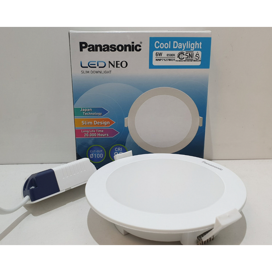 Lampu Downlight LED panel Ceiling Plafon Panasonic Neo Slim 6W 6 Watt IB Inbow Tanam Cahaya Putih Co
