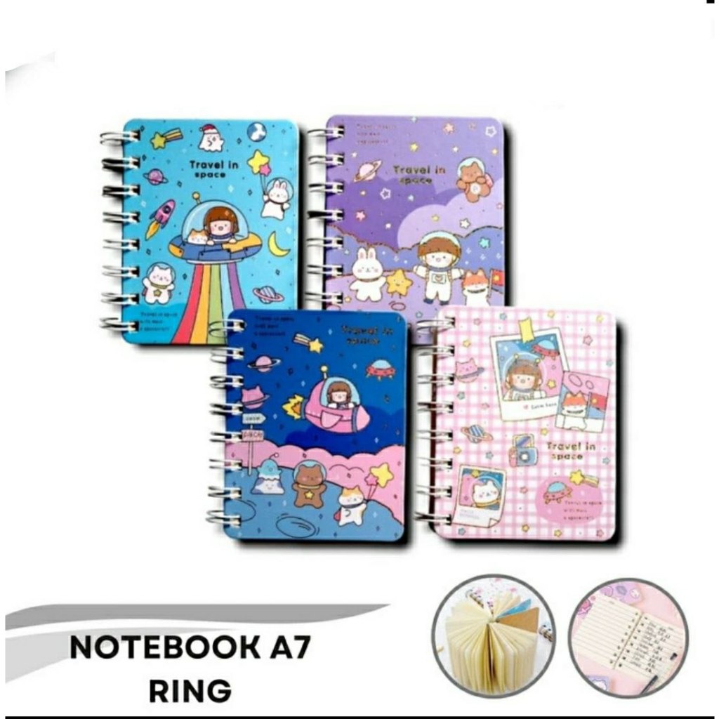 

Notebook Memo Ring A7 Spiral Buku Tulis Mini catatan berbagai motif lucu