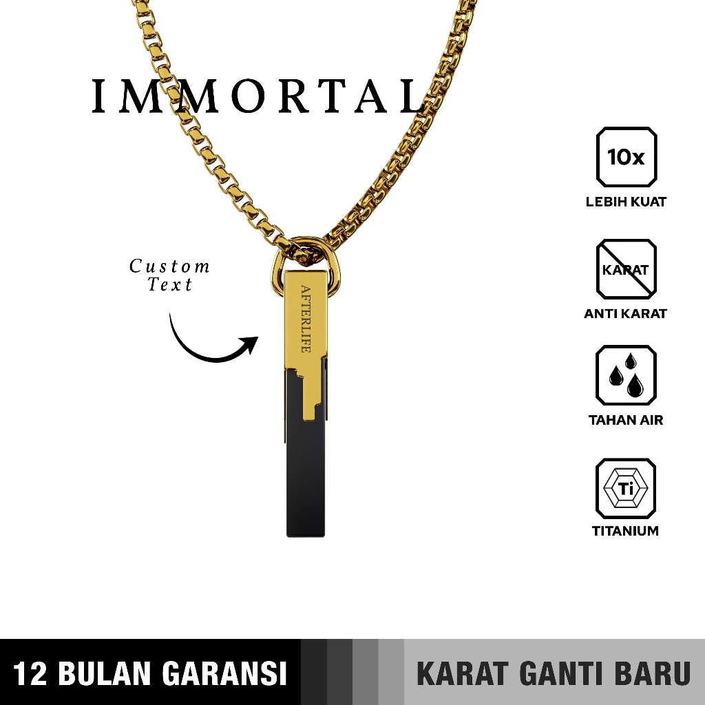 Emrys Liontin Set IMMORTAL Titanium Anti Karat Kalung Liontin Titanium Pria Wanita