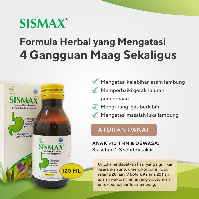 Obat maag Herbal Sismax formula herbal utk lambung 60ml dan 120ml