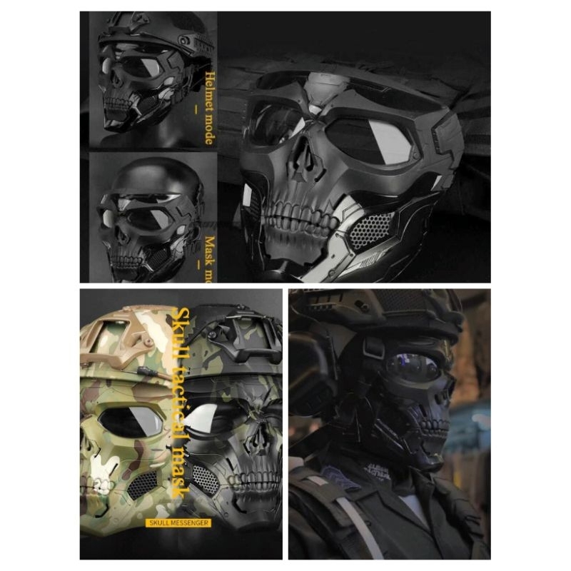 Kacamata helm tactical mask masker wajah topeng helm tni brimob olahraga airsoft / paintbal
