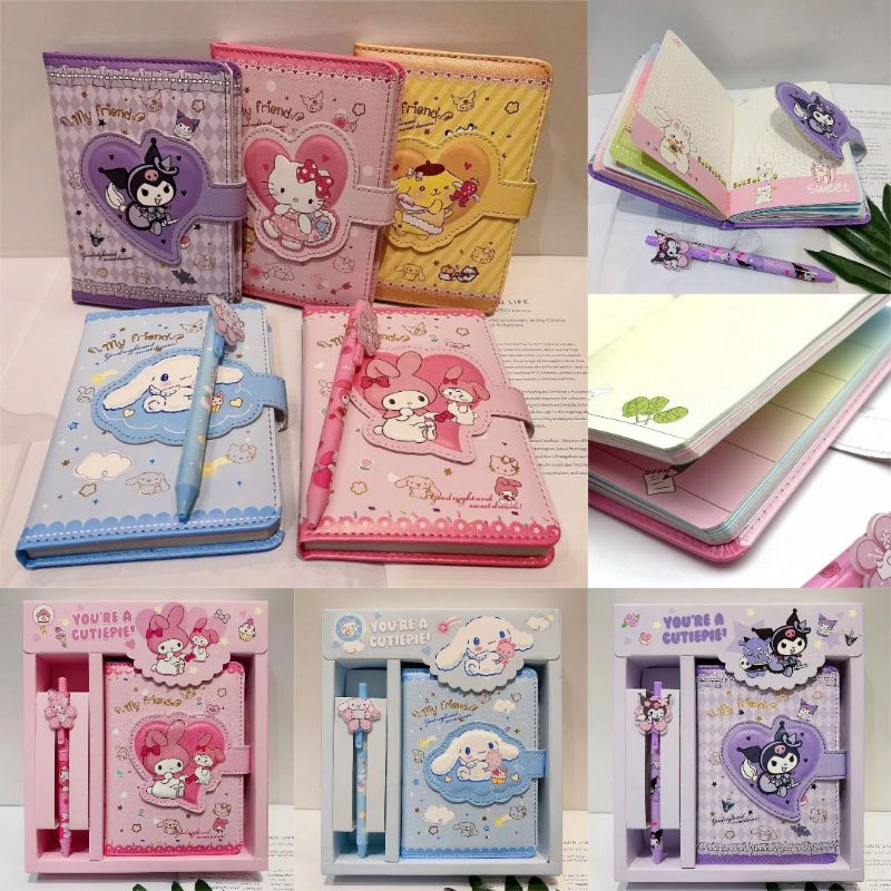 

Notebook Kuromi Melody Cinnamoroll | Buku Catatan Karakter | Notebook 2 in 1 Buku + Pena