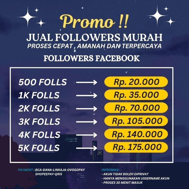 (Promo) Followers Real Permanen | Followers Facebook