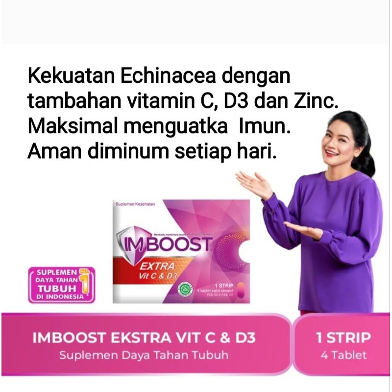 IMBOOST EXTRA Vitamin C Vitamin D3 dan Zinc STRIP isi 4