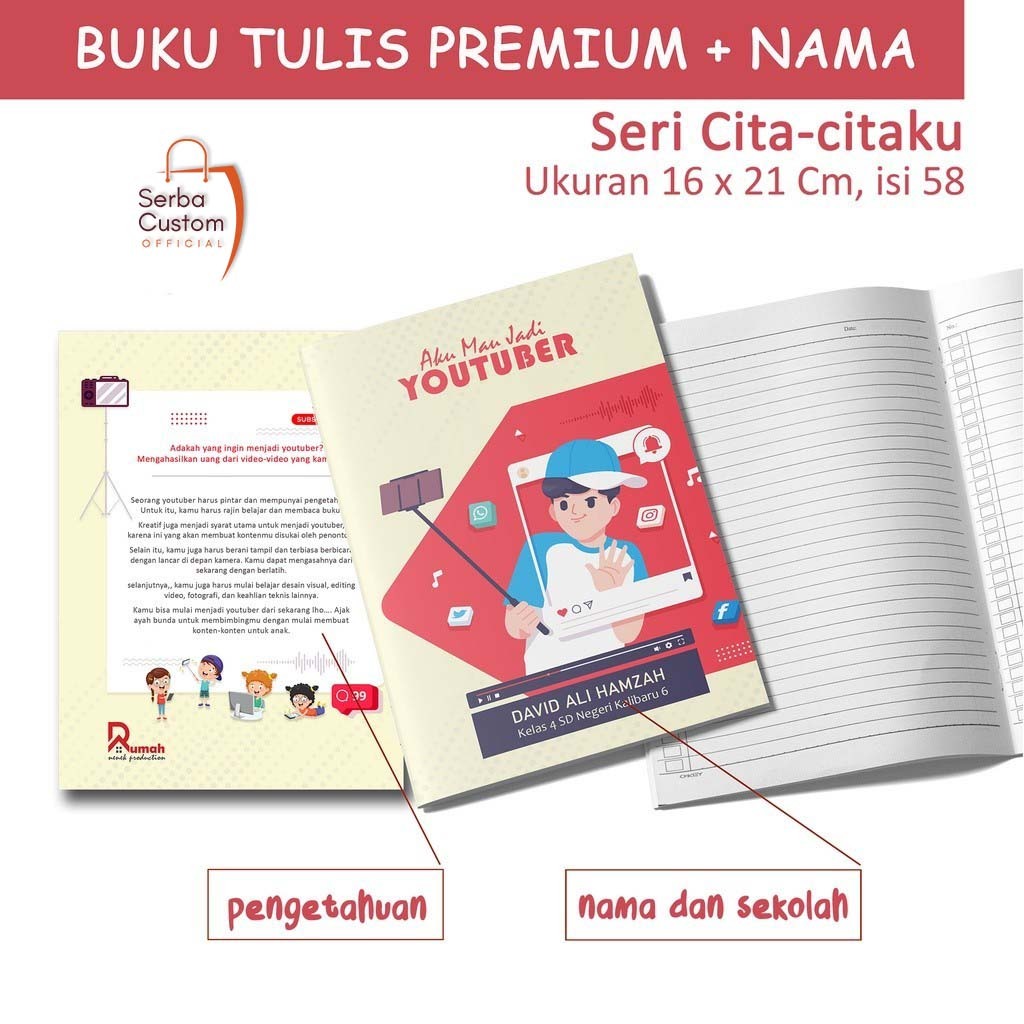 

Buku Tulis Sidu Custom Cover & Nama isi 58 Lembar - Seri Cita-citaku