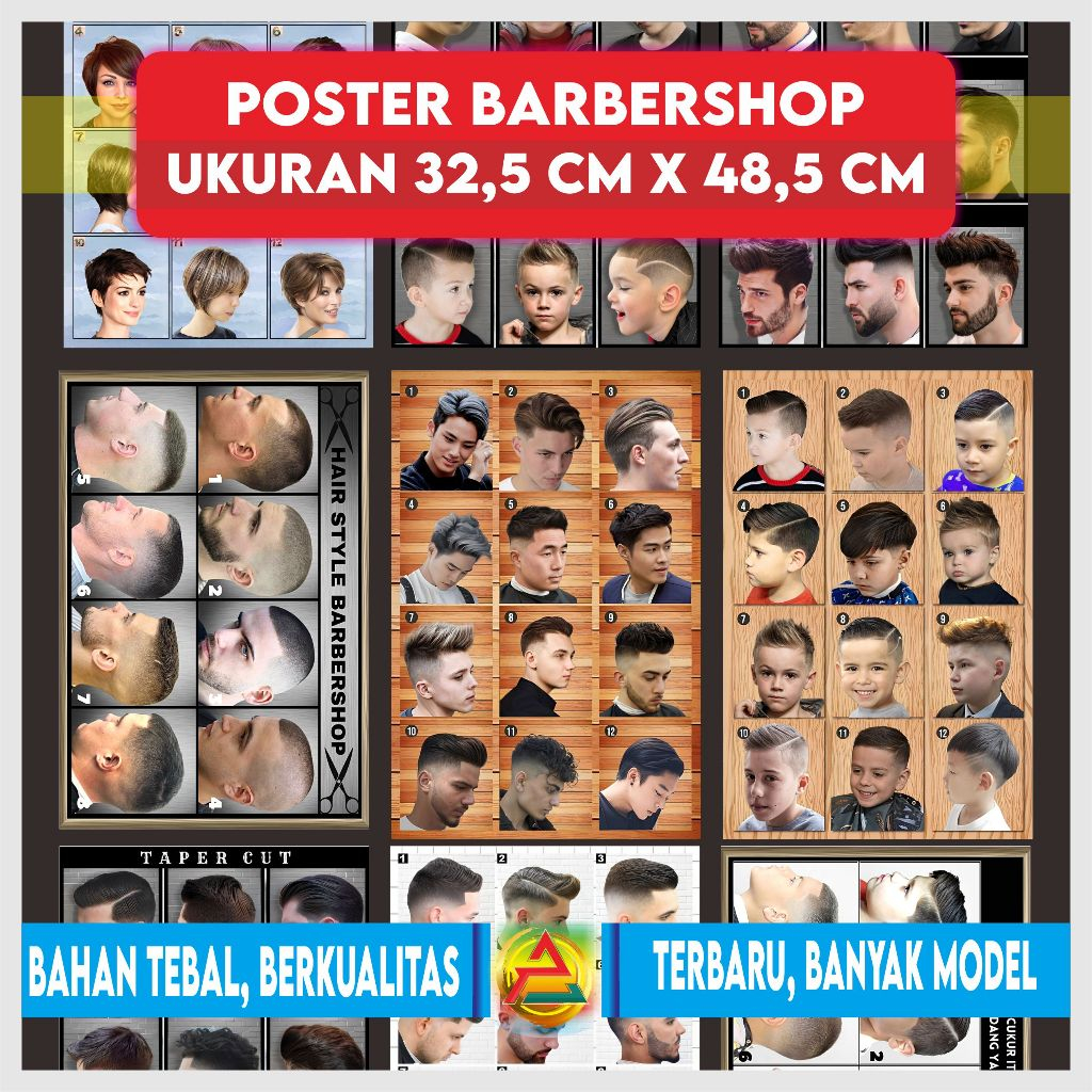 POSTER PANGKAS RAMBUT POSTER BARBERSHOP GAMBAR POTONGAN RAMBUT PRIA BARU