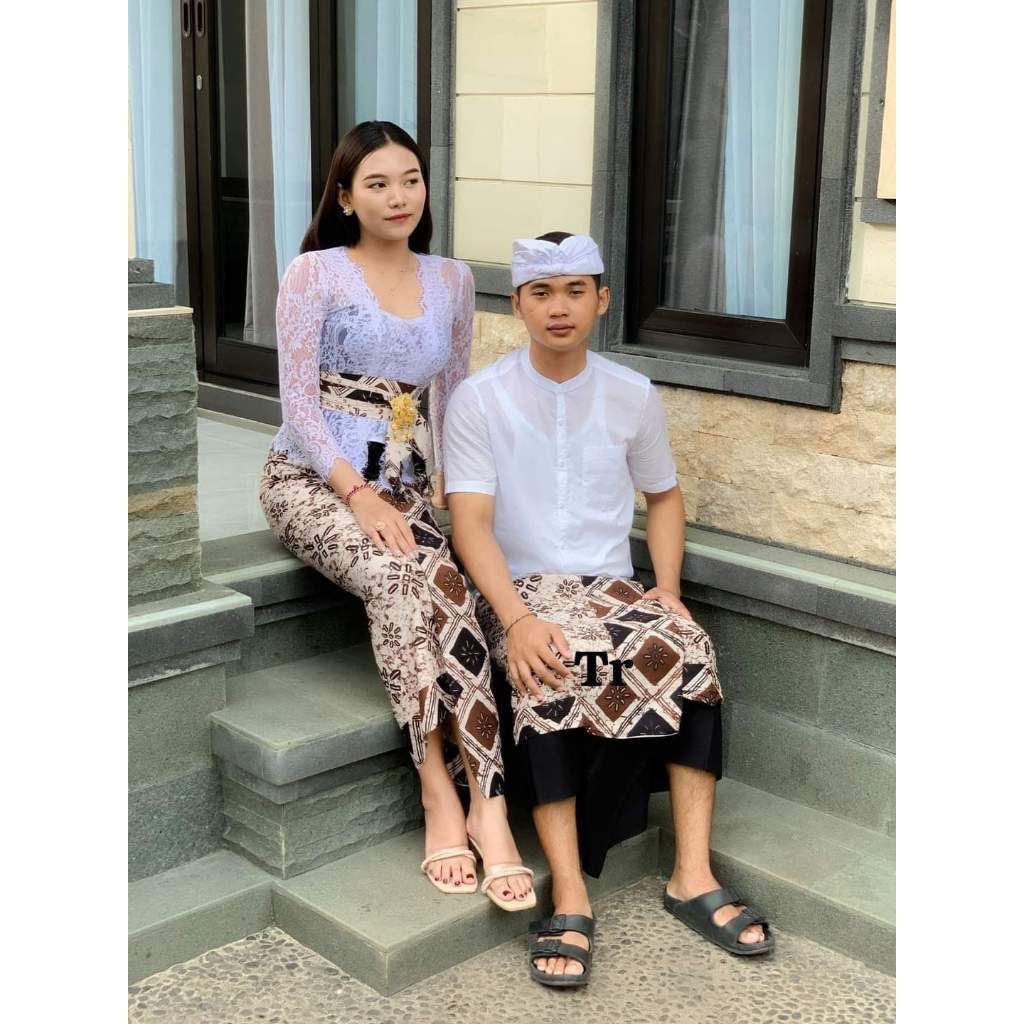 SET COUPLE BATIK INDIGO KAMEN SAPUT SELENDANG | SET COUPLE BALI | CINNAMON A