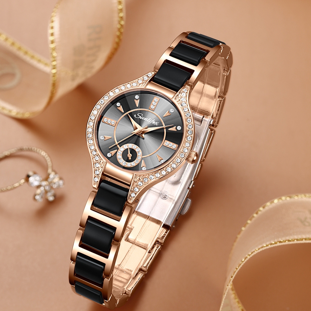 Sunlifex Jam Tangan Wanita Besi Rantai Analog Terbaru 8010 Mode Jam Tangan Cewek-3