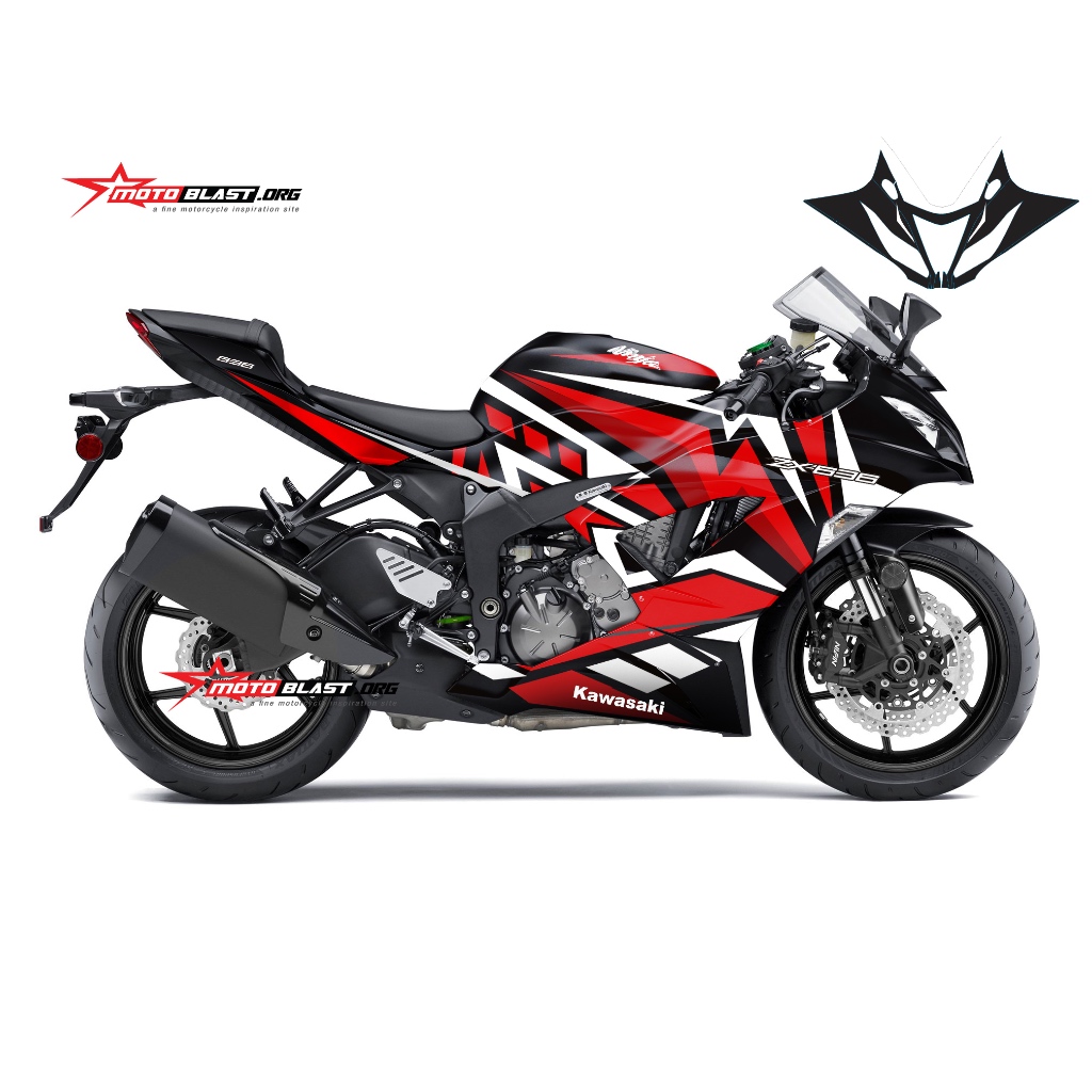 Decal Stiker Full Body ZX636 Black Red Star Motoblast