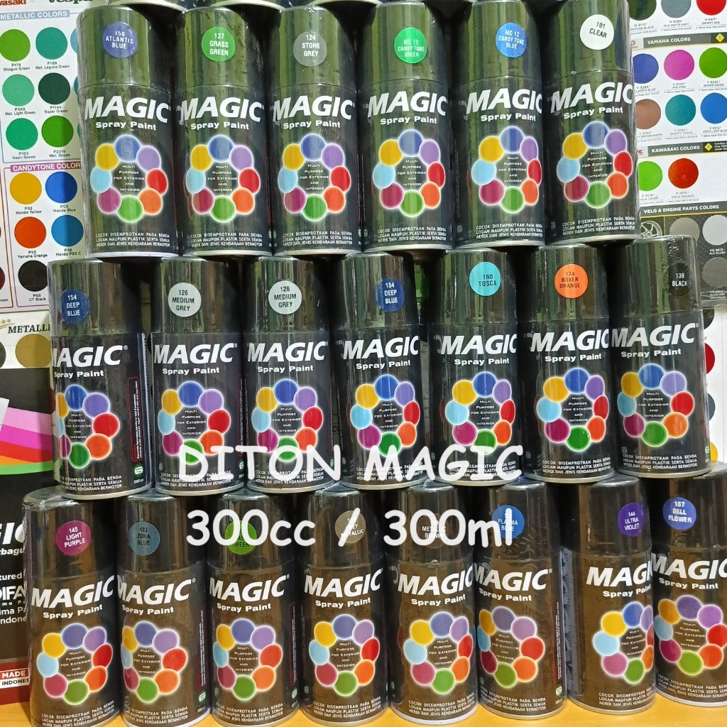 Diton MAGIC Spray Paint Pilox Pilok Cat Semprot Serbaguna Warna Solid Glossy Doff Metallic 300cc / 3