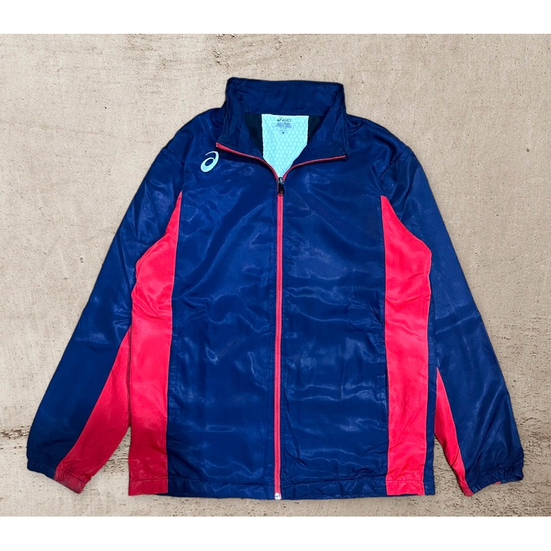 Jacket windbreaker asics navy red vintage