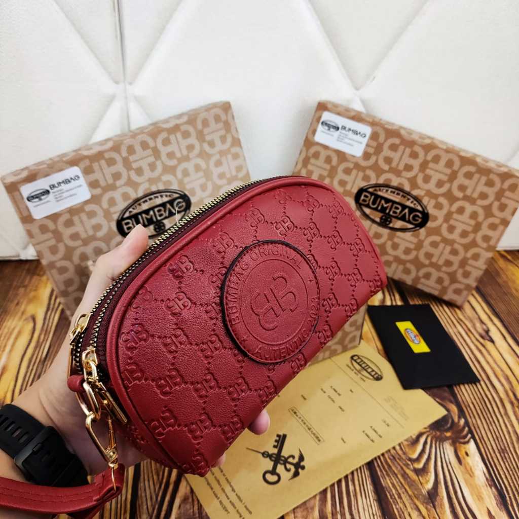BUMBAG - DOMPET WANITA 2RESTLETING OVAL ORI EMBOSSED 191540