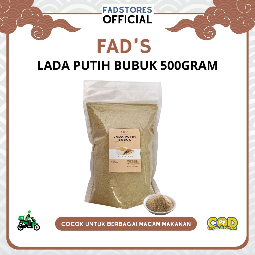 

Lada Putih Bubuk 500gr - Merica Sahang - White Pepper Powder 500gr - Fad's Rempah Bubuk - Rempah JSR